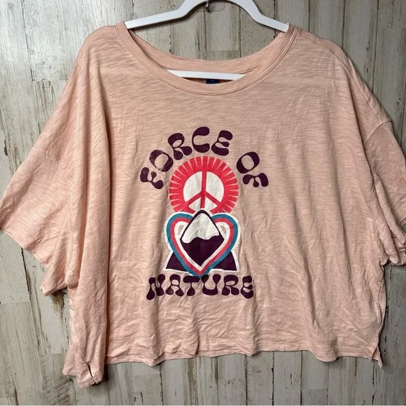 Old Navy Size 3X Light Pink FORCE OF NATURE Graphic Short Sleeve Womens Top - Picture 7 of 14